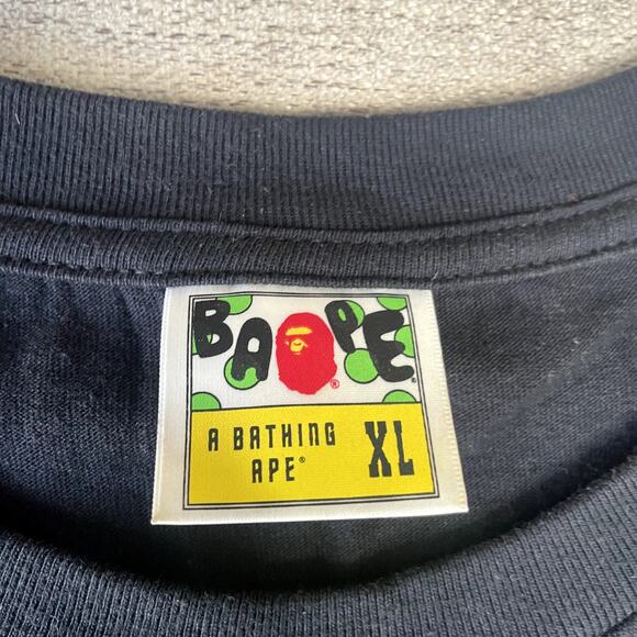 BAPE A Bathing Ape Black Zip Graphic Tee Shirt Extra Large XL City Camo Shark - Picture 3 of 4